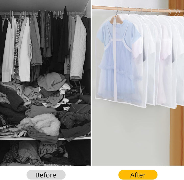 Multi-size PEVA clothing dust covers, perfect for wardrobe storage & garment protection.