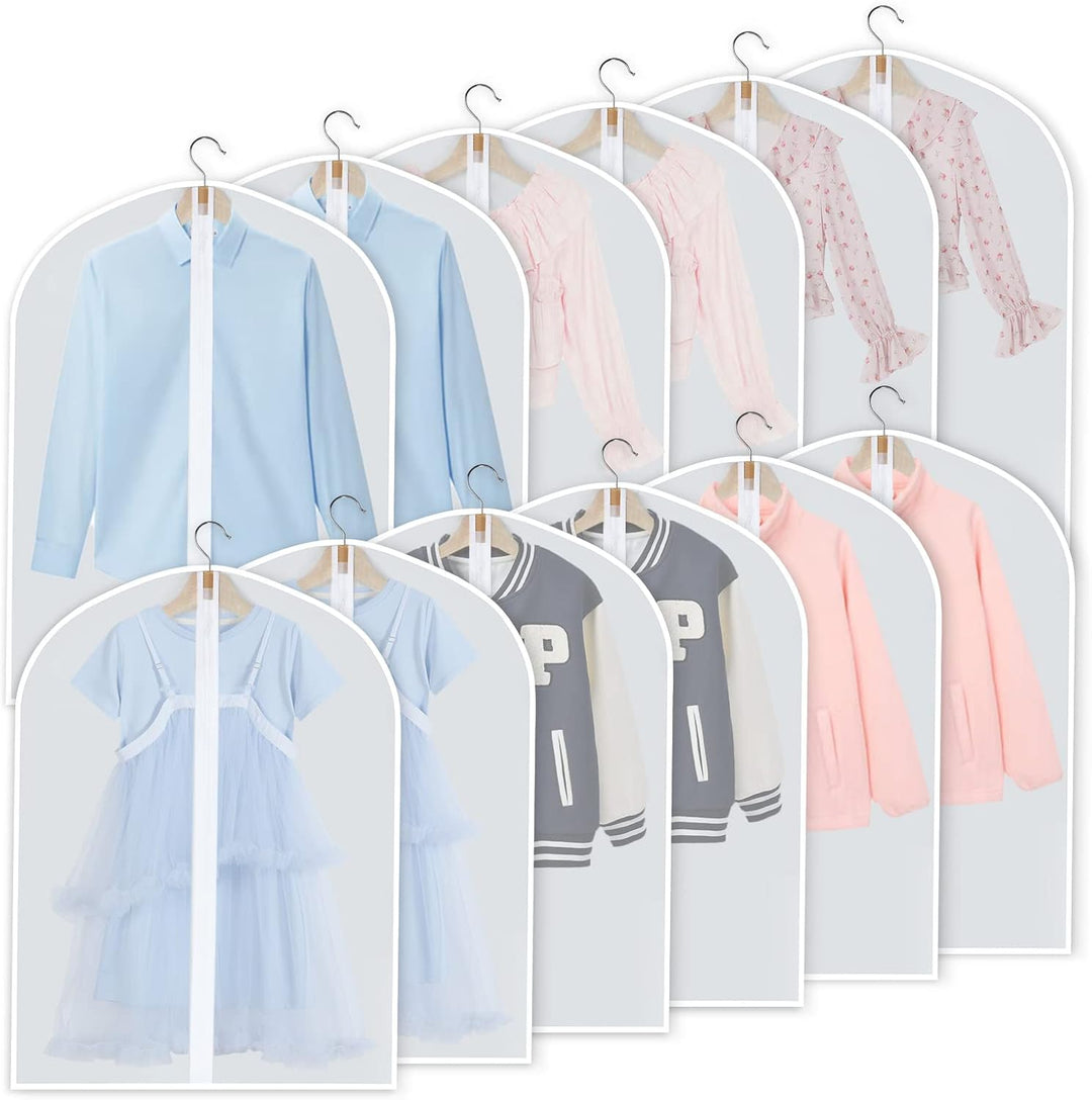 Travel-friendly PEVA clothing storage covers, 3 sizes for neat packing & protection.