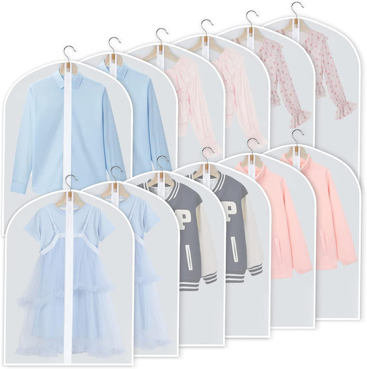 Travel-friendly PEVA clothing storage covers, 3 sizes for neat packing & protection.