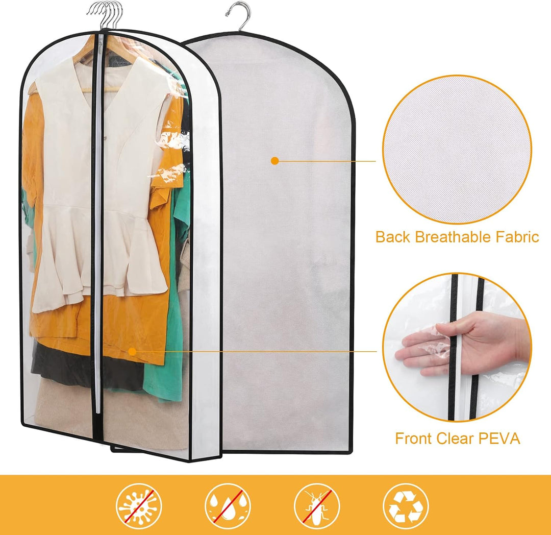 Durable PEVA garment protector bags, ideal for long-term storage & travel accessories.