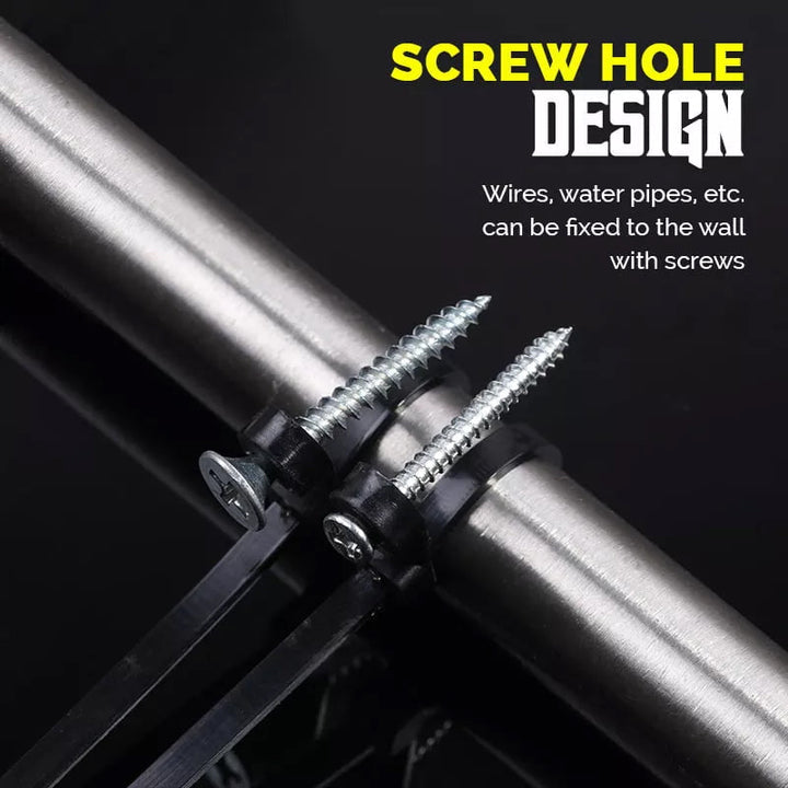 Bundle of durable white nylon screw-mount cable ties, ideal for wall mount cable management