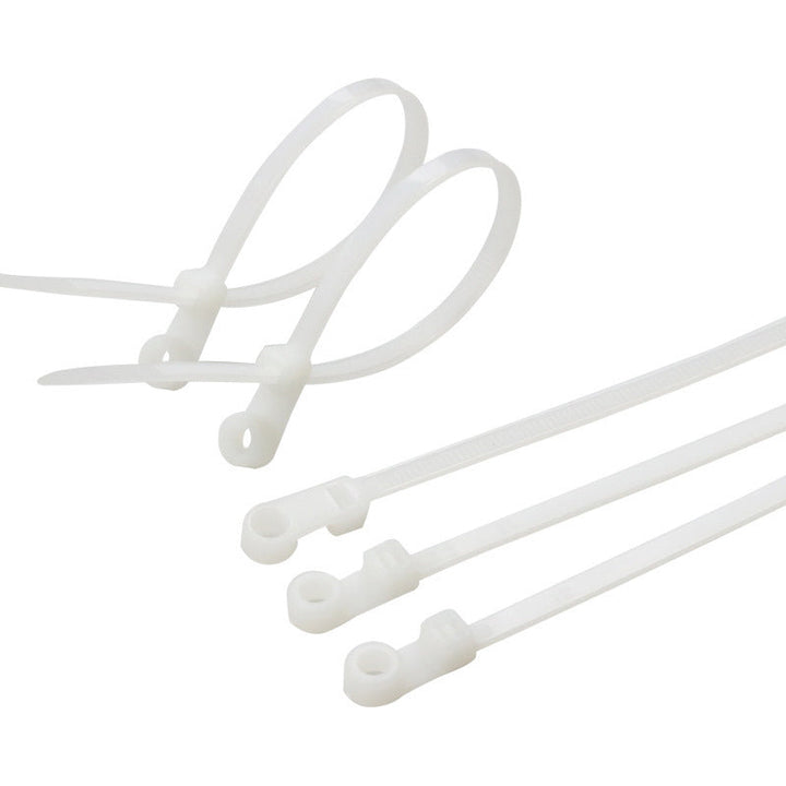 Assortment of screw-mount cable ties and screws for complete wire organizer solution