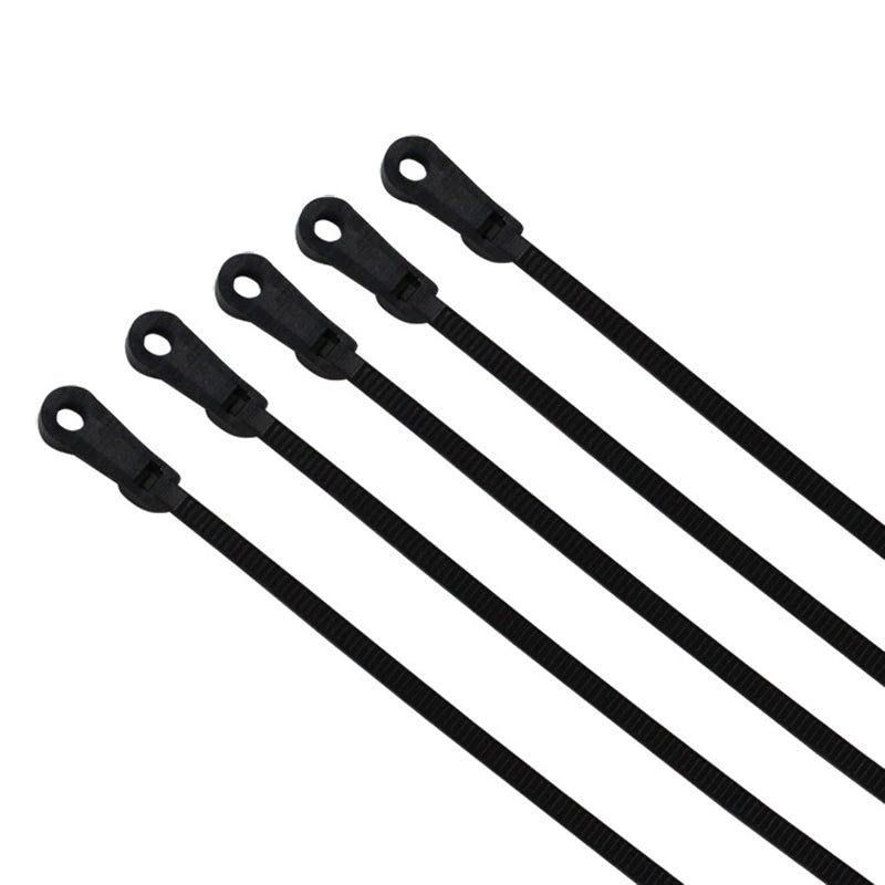 Macro shot of the self-locking mechanism on a nylon cable tie for reliable cable management