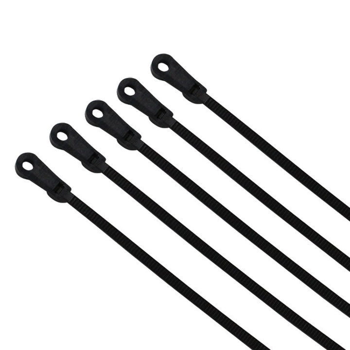 Macro shot of the self-locking mechanism on a nylon cable tie for reliable cable management