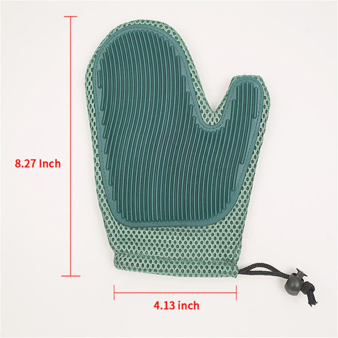 "2in1 cat grooming glove with soft nubs, blue, offers gentle pet care, massage effect, and easy hair removal for cats."
