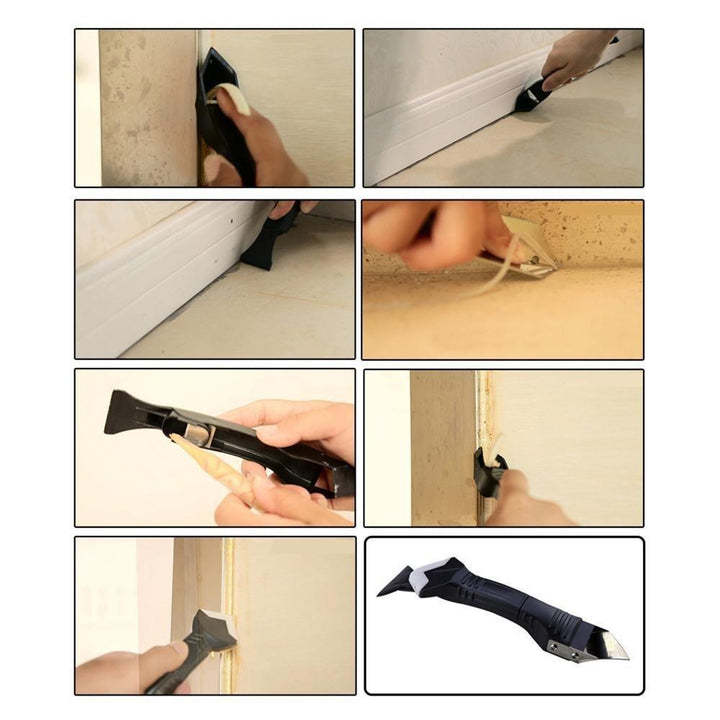 Handy 3-in-1 silicone tool for all your caulking, sealing, and grout finishing needs