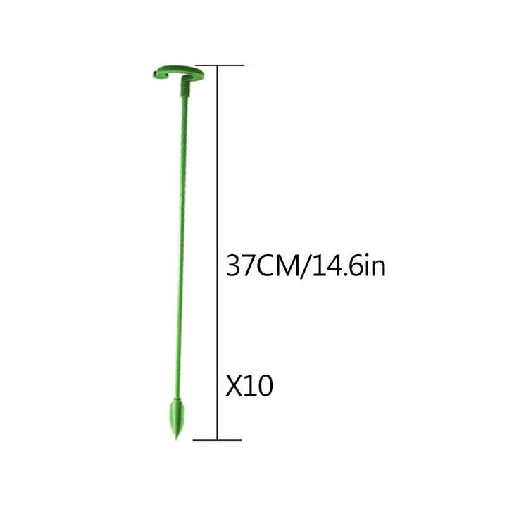 Illustration showing the benefits of plant support stakes for preventing plant leaning
