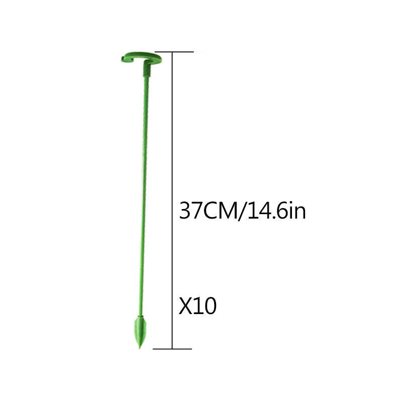 A collection of gardening tools, prominently featuring the 30-piece plant support stake set