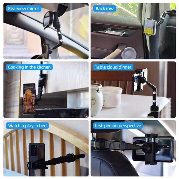 Automobile accessory: black 360-degree rotating phone holder, perfect for rearview mirror mounting