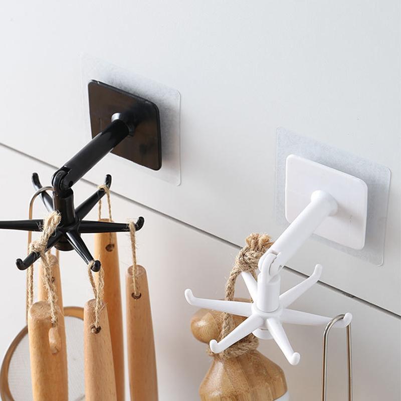 Folding utility hook with 360-degree rotation, multi-functional for kitchen, bathroom & home storage