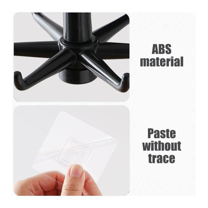 Compact rotating folding hook, adhesive for easy installation, great for organizing kitchen and home