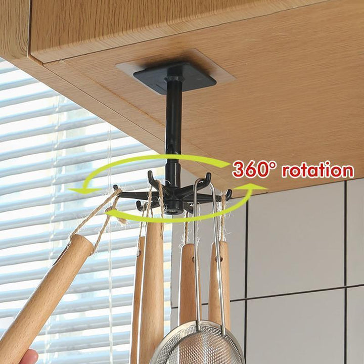Heavy-duty adhesive utility hook, 360° rotating and folding for versatile home & kitchen organization