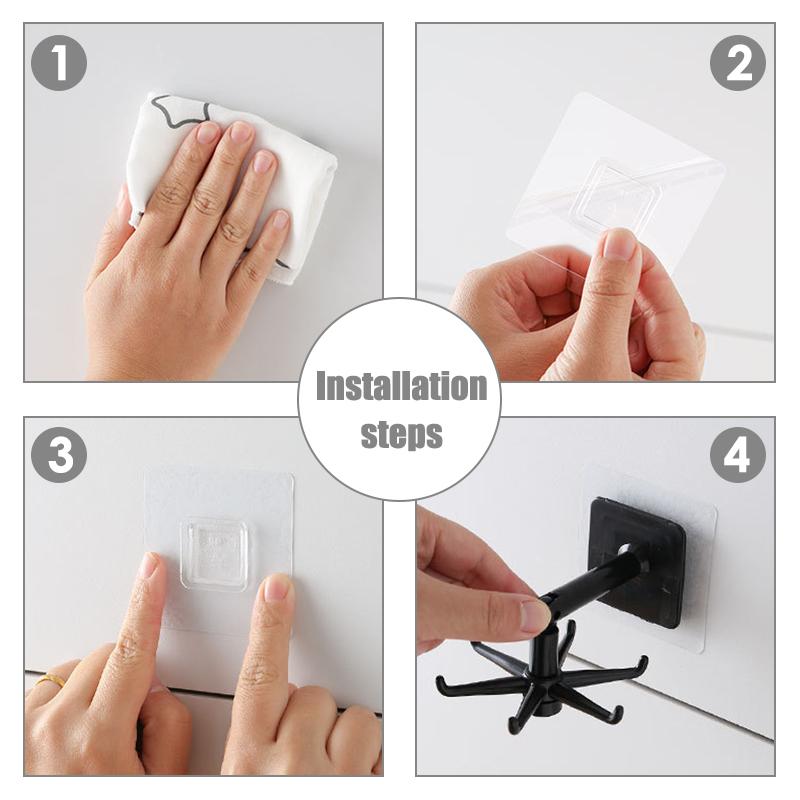 Smart rotating folding hook for efficient kitchen and houseware storage, easy stick-on installation