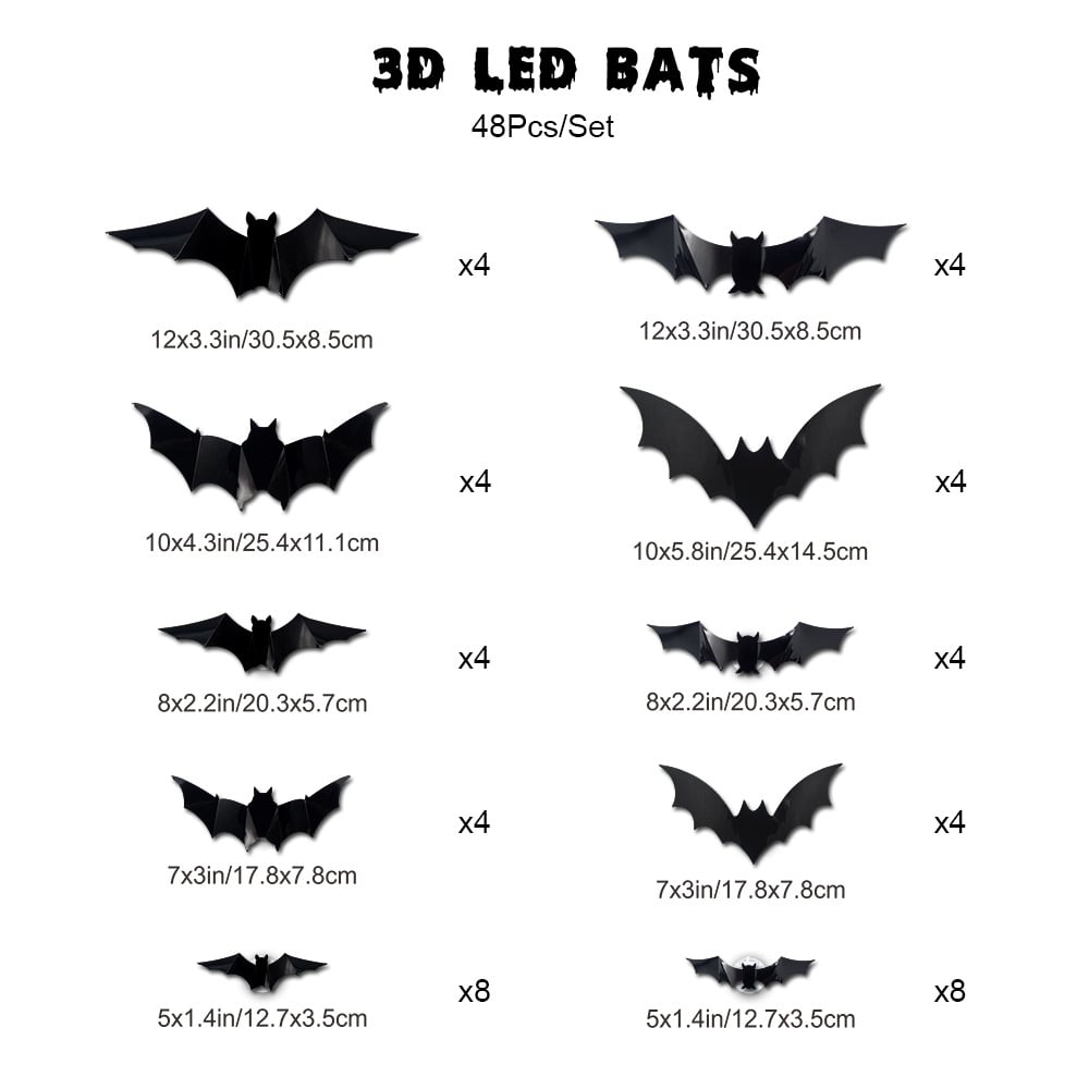 Wall-mounted 3D bat LED decoration, spooky Halloween accent for a festive and gothic home
