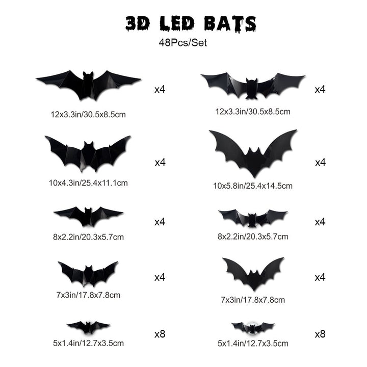 Wall-mounted 3D bat LED decoration, spooky Halloween accent for a festive and gothic home