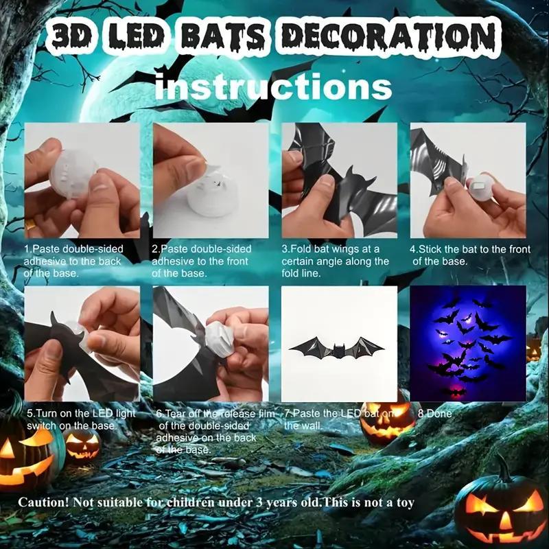 Intricate 3D bat design LED, casting an eerie glow, excellent for gothic Halloween decor