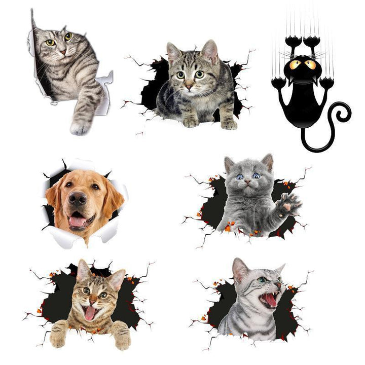 3D creative dog car sticker, cute pug design for vehicle decor, animal bumper decal