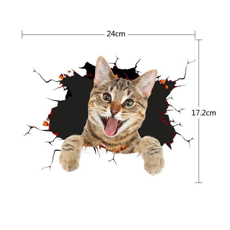 Set of creative 3D pet car stickers, includes dog and cat designs, cute animal decals
