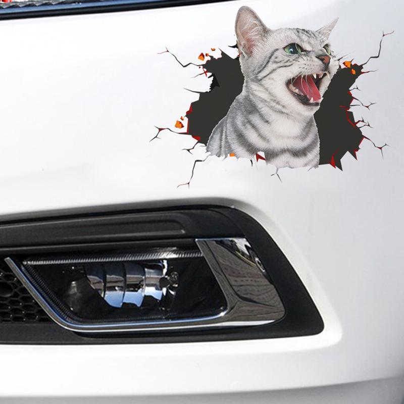 Cute 3D cat car sticker, playful kitten design for auto styling, pet themed decal