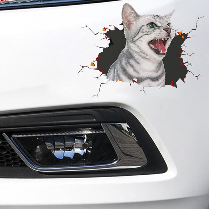 Cute 3D cat car sticker, playful kitten design for auto styling, pet themed decal