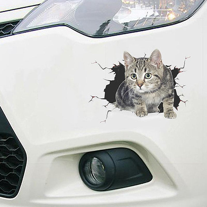 Assortment of creative 3D pet car stickers, dog and cat designs, animal themed decals