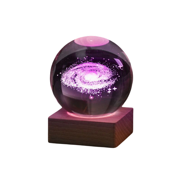Desktop decor: 3D engraved galaxy sphere crystal night light, perfect for offices or living spaces