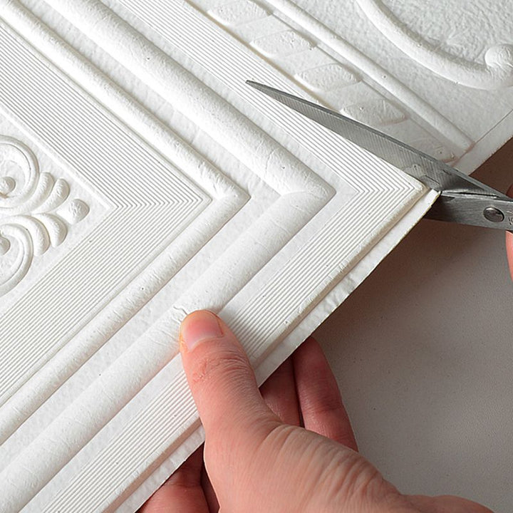 Quick home decor upgrade: 3D self-adhesive vinyl wall panels. Textured, easy install, and stylish transformation.