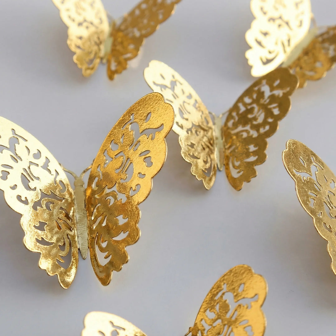 Shimmering silver 3D butterfly wall art from the decorative home accents set, ideal for parties.