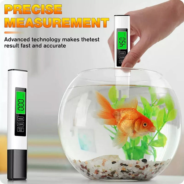 Close-up of the 4-in-1 Digital Water Quality Tester's LCD screen displaying EC measurement