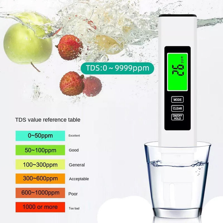 Compact 4-in-1 water tester, perfect for home use, labs, and professional water quality analysis