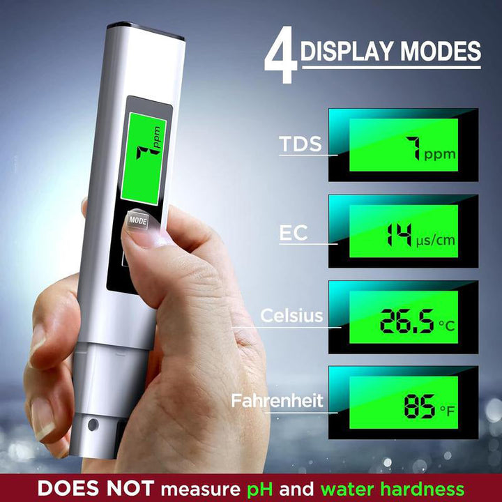 Image showcasing the multiple functions: TDS, EC, and temperature sensor in one device