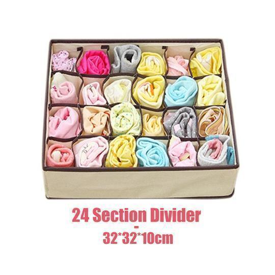 Grey non-woven foldable underwear organizer set for closet drawers