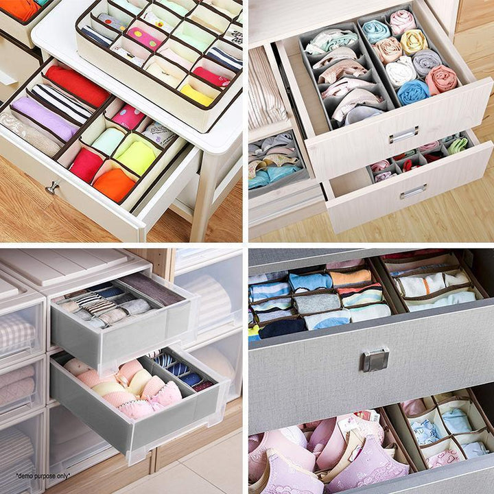 Efficient foldable underwear and bra organizer for bedroom closets