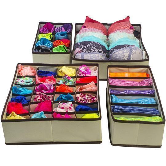 Multi-compartment foldable storage organizer for underwear collection