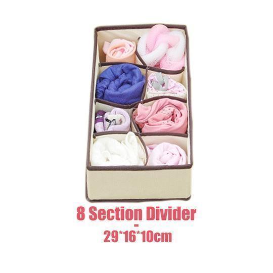 Foldable closet storage set for underwear, socks, & small apparel