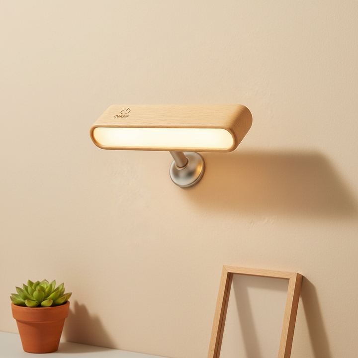Rechargeable 360° Rotatable Wooden LED Wall Light