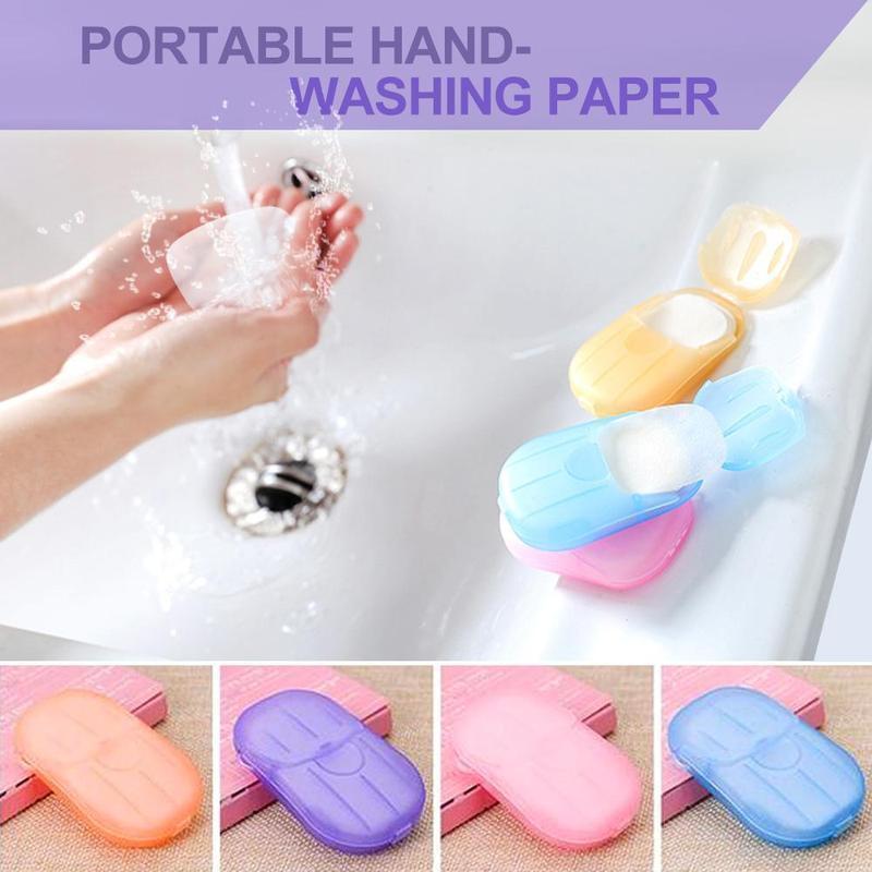 5 boxes of portable hand soap sheets, 100 total, for travel hygiene and outdoor cleaning