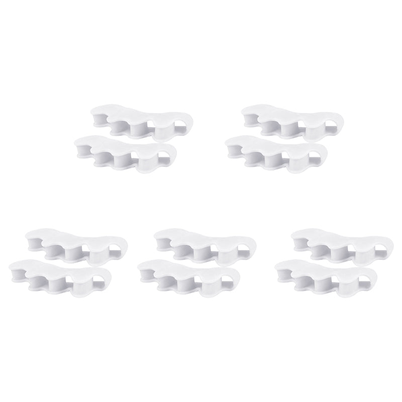 Packaging of unisex gel toe separators, highlighting key benefits like foot alignment and pain relief.