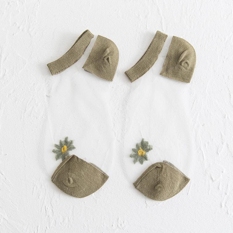 Vibrant women's ankle socks showcasing a playful daisy floral print, excellent for casual wear