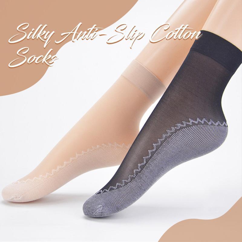 5 pairs of women's silky breathable anti-slip socks in assorted colors, cotton blend everyday wear