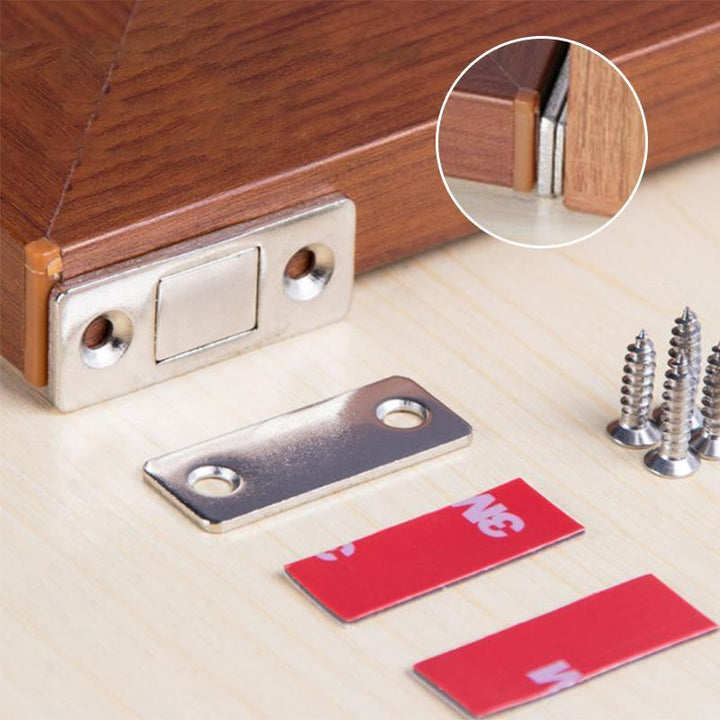 Magnetic door closest set for cabinets and drawers, offering a punch-free and secure closure solution.