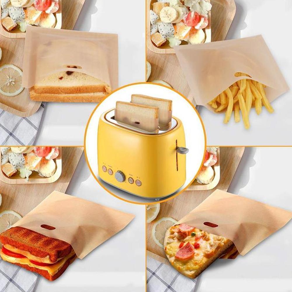 Set of five reusable non-stick toaster bags, a must-have houseware for any kitchen