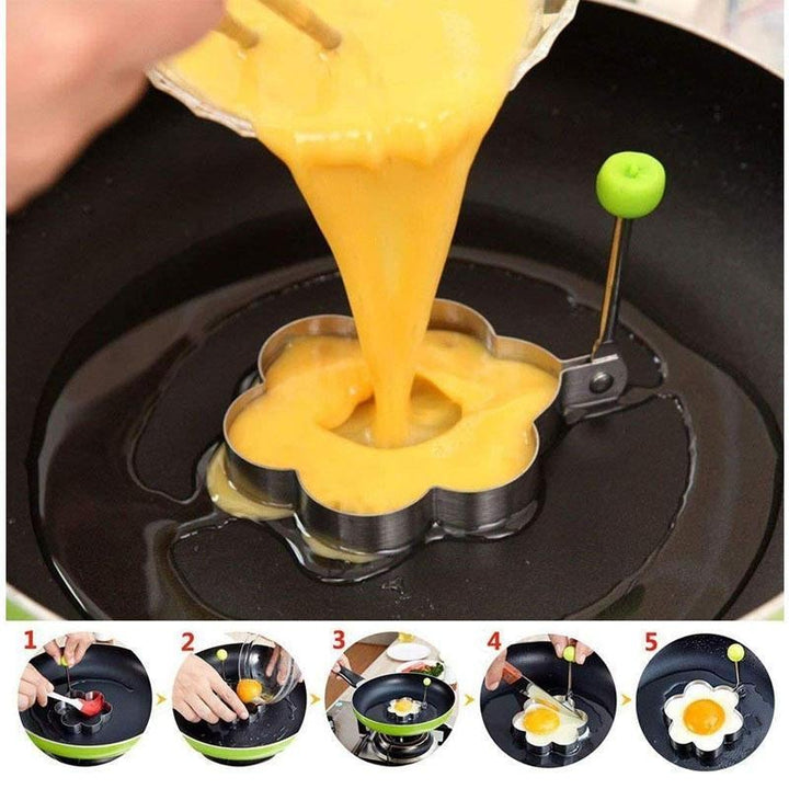 Collection of stainless steel egg molds, including various shapes for cooking and baking
