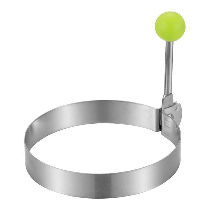 Close-up of a stainless steel egg mold, showcasing its quality for kitchen cooking tools