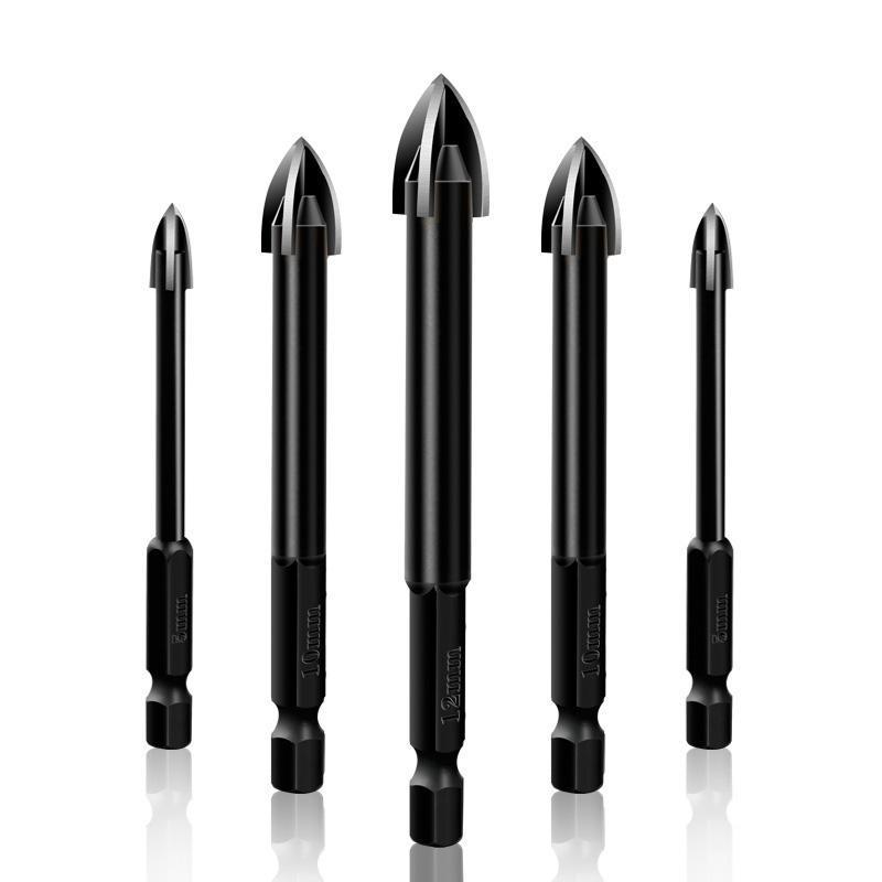 Collection of 5 universal drilling tool set bits, emphasizing their versatility for drilling
