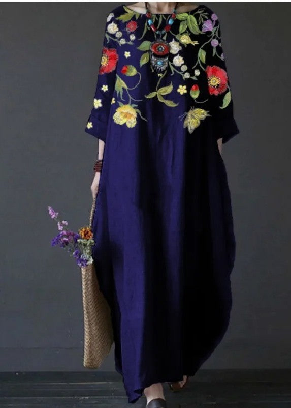 Women's Loose Print Long Skirt Dress