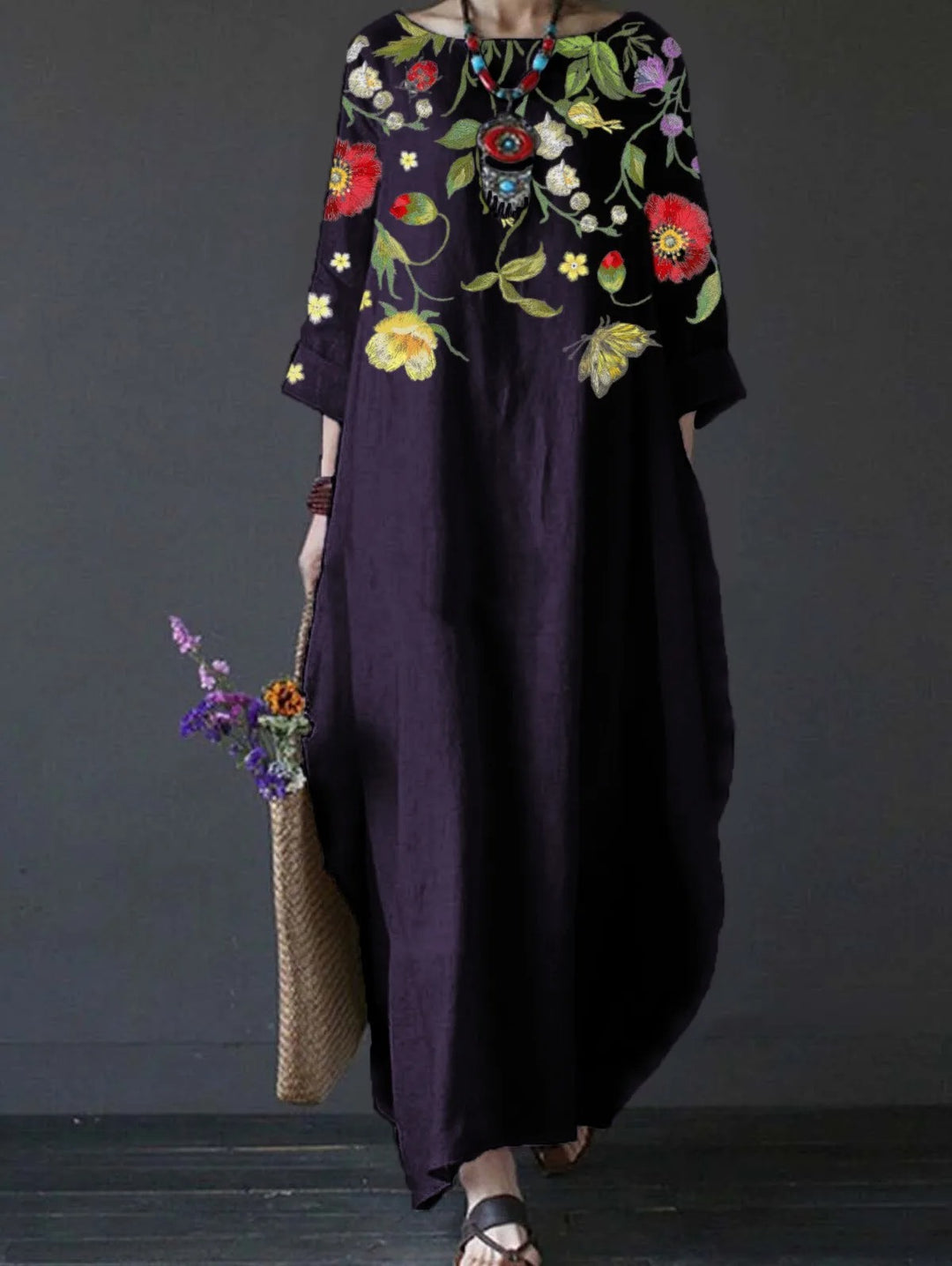 Women's Loose Print Long Skirt Dress
