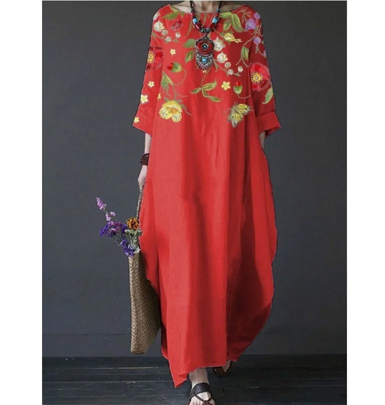 Women's Loose Print Long Skirt Dress