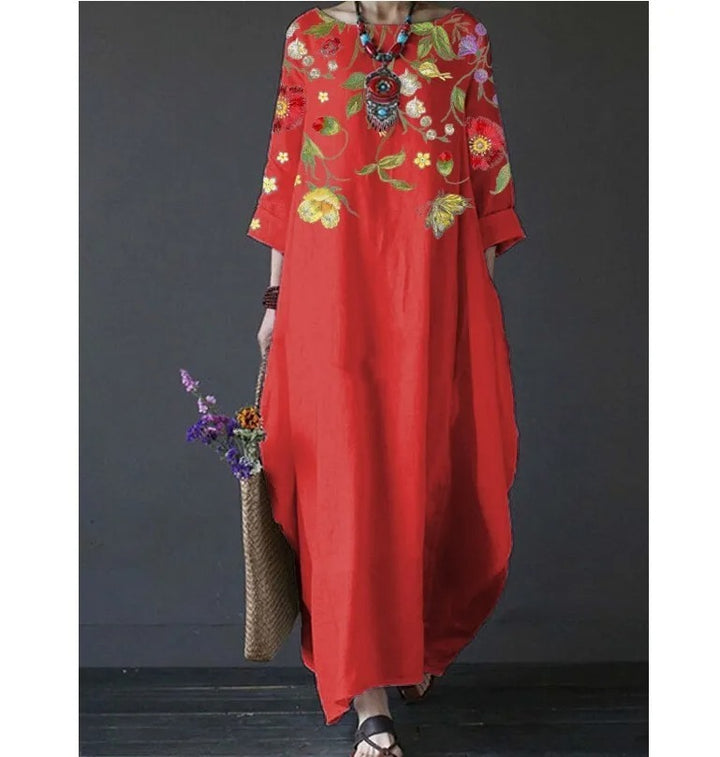 Women's Loose Print Long Skirt Dress