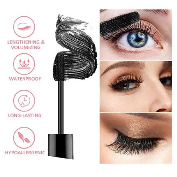 Hand holding a tube of 5D Lengthening & Curling Mascara, highlighting its colorful design
